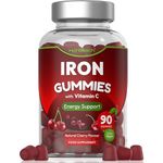 Iron Gummies Supplement for Adults | 90 Count with Vitamin C | For Men & Women | Natural Cherry Flavour | Vegan | by Horbaach