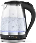 MuellerLiving Glass Kettle 1.5L 1500W LED Light Electric Tea Kettle Automatic Shut-Off with SpeedBoil Tech and Boil-Dry Protection