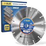 S&R Diamond Cutting Disc 230 x 22.2 mm, Saw Blade for angle grinder, universal use: Diamond cutting blade for Concrete, Stone, Brick, Masonry discs