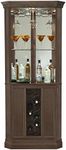 Howard Miller Piedmont IV Corner Bar Cabinet – Locking Bar Cabinet with Bottle Rack, Glass Doors, Stemware Rack, & Wire Brushed Reclaimed-Wood Finish for Corner Drink Storage at Home