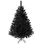 Prextex 4 Feet Black Christmas Tree - 320 Tips Premium Hinged Artificial Canadian Fir Full Bodied Black Christmas Tree Lightweight and Easy to Assemble with Christmas Tree Metal Stand