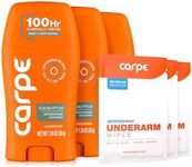Carpe Underarm Antiperspirant and Deodorant, Pack of 3-WITH 3 FREE ON-THE-GO WIPES!