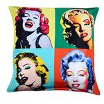 ED Pop Art Cushion Covers Digital Printed 45 x 45cm Polyester Sofa Car Bed Home Pillow Colourful Abstract Decor Dog/London/Portrait Design (Marilyn Monroe)