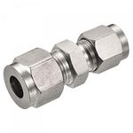 sourcing map Compression Tube Fitting 304 Stainless Steel 6mm x 8mm Tube OD Double Ferrule Straight Coupling Adapter