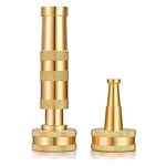 Brass Hose Nozzle, Heavy-Duty Adjustable Garden Hose Nozzle with Jet Sweeper Nozzle, Pressure Washer Accessories for Watering Garden, Washing Floor, Washing Car, Cleaning The Fence (2 PCS)