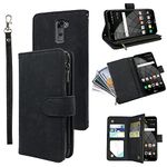 Compatible with LG Stylo 2 2+/Stylus 2 Plus/Stylo2 V 2V Verizon Wallet Case and Premium Vintage Leather Flip Credit Card Holder Stand Cell Accessories Phone Cover for G LS775 VS835 Women Men Black