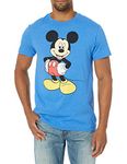 Disney Men's Classic Mickey Mouse Full Size Graphic Short Sleeve T-Shirt, Royal Blue Heather, Large