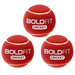 Boldfit Cricket Tennis Ball Heavy Tennis Ball, Red Tennis Ball for Cricket Tournament, Street Match Cricket Ball Tennis for Lawn Cricket Soft Tennis Balls for Playing Heavy Cricket Ball -Red Pack of 3