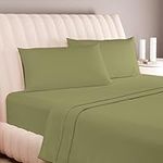 Carressa Linen Luxury Egyptian Cotton 4 PC Full Size Sheet Set - 600 Thread Count Deep Pocket Fitted and Flat Sheets, Soft, Cooling Extra Long Staple Hotel-Quality Bedding, Sateen Weave - Herb Garden