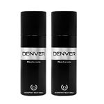 Denver Black Code Deodorant Aerosol For Men (150Ml Each) - Pack Of 2 | Long Lasting Deo For Men