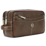 HAMMONDS FLYCATCHER Toiletry Bag For Men And Women -Genuine Leather Travel Organizer With Multiple Compartments -Brushwood Toiletry Shaving Kit For Men Organizer & Cosmetics Pouch For Women, 10.5 Cm