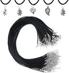 NEBURORA 60 Pcs Necklace Cord 2mm Waxed Necklace Cord with Clasp 20 Inch Black Necklace String Rope Waxed Cotton Cord Necklace for Charms Pendants, DIY Bracelet Necklace, Jewelry Making Supplies