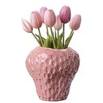 Navaris Strawberry Vase - Funky Ceramic Vase in Pink - Decorative Bookshelf Vases for Flowers - Unique Dopamine Decor Accessories - Vintage Home Decorations - An Ideal Quirky Gift