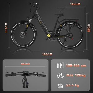 RCB G6 Electric City Bike 27.5" – 36V 13Ah Removable Battery, 70km Range, NFC/APP Start