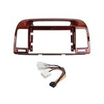 9'' Car Radio Stereo Fascia Frame Panel Trim w/Power Harness(16pin) for Toyota Camry 2000 01 02 03 04 05 06 (Wood)