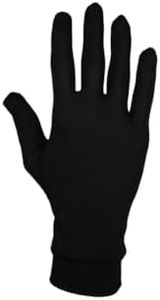 Pure Silk Glove Liners | Soft & Comfortable | Inner Thermal Gloves | Natural Wear | Unisex | Wash Bag Included (Jet Black, Large)