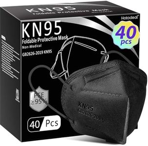 Hotodeal KN95 Face Mask 40 PCs, Black KN95, 5 Layers Cup Dust Mask, for Men, Women, Healthcare/Essential Workers