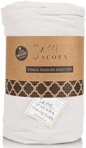 Sweet Acorn 3 Piece Toddler Bedding Sets - Organic Cotton Jersey Knit - Fits Convertible Cribs and Mattresses - 9" x 28" x 52" - Salt White