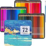 display4top Professional Watercolour Pencils,Vibrant Colors and Beautiful Blending Effects with Water,Ideal for Drawing, Sketching, Shading & Coloring (72 colors)