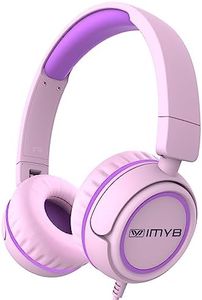 IMYB Kids Headphones, V1 Wired Stereo Foldable Tangle-Free 3.5mm Adjustable On-Ear Headphones for Kids for School/Toddlers/Childrens/Teens/Boys/Girls/Ipad/Tablet/Kindle/Phones/Travel/Plane (Pink)