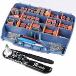 JRready ST6308 Deutsch Connector Kit, Waterproof DT Connector 2, 3, 4, 6, 8, 12 Pin, Size 16# Solid Contacts, DT2 Crimper Equivalent to Deutsch Crimper Tool HDT-48-00, Wire Size 12-22AWG, 417PCS