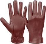 MGGMOKAY Mens Winter Sheepskin Leather Gloves Warm Cashmere Lined Touchscreen Driving Gloves,Cognac,M