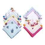 Cotton Ladies' Vintage Floral Handkerchiefs for Wedding Party 12 Pack