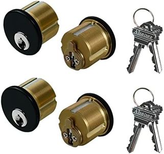 Brass Mortise Cylinder Lock，Commercial storefront Door Lock Mortise cylinders Compatible with Adams Rite, Kawneer, and Vistawall deadbolts. Comes in Black, 4-Pack ，with Matching Keys.