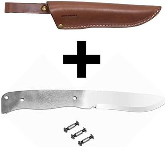 BPS Knives Brown Leather Sheath and Blank 01 - Leather Sheath for Fixed Blade Knife - Full-Tang Blank Knife for Knifemaking