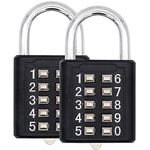 MIONI Guard Security 10 Digit Push Button Combination Padlock, 5 Digit Locking Mechanism, (2 Pack)