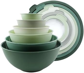 COOK WITH COLOR Mixing Bowls with Lids - 12 Piece Plastic Nesting Bowls Set includes 6 Prep Bowls and 6 Lids, Microwave Safe Mixing Bowl Set, Sage Tritan Lid