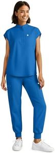 Eadflie Scrubs for Women Set - Stretch Medical Uniform Scrubs - Slim Fit Top & Cargo Pant Scrubs Set with 11 Pockets for Nurse Esthetician Workwear - (Royal Blue/S)