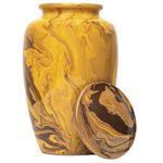 Eternal Harmony Cremation Urn for Human Ashes | Memorial Urn Carefully Handcrafted with Elegant Finishes to Honor Your Loved One | Adult Urn Large Size with Beautiful Velvet Bag (Large, Gold Milo)