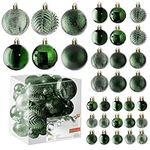 Atrovirens Christmas Ball Ornaments for Christams Decorations - 36 Pieces Xmas Tree Shatterproof Ornaments with Hanging Loop for Holiday and Party Deocation (Combo of 6 Styles in 3 Sizes)