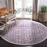 ZARACARPETS; 'can Change The Floor Hand Made (USA) Exported Woolen Carpets and Rugs for Home Decor, Carpets for Luxury Home Size 8x8 Round Diameter (8 by 8 Round) Purple Ring