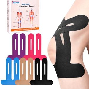 IEADEN Precut Kinesiology Tape for Knees, 20 Pcs, 5 Colors - Knee Support & Stability, Knee Pain Relief Athletic Tape - Waterproof & Elastic, Breathable Hypoallergenic Latex-Free Tape