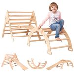 Climbing Frame - Triangle for Kids Toddlers Rock with ramp and arch - Wooden Play Gym - Climbing Frame with Slide