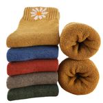 MOSOTECH 5 Pairs Ladies Thermal Socks, Womens Warm Wool Socks for Winter, UK Size 4~8