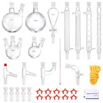 VEVOR Laboratory Glass Set 3.3 (GG-17), Laboratory Glass Kit with Borosilicate Glass 24/40, Lab Glass Kit Max. 600 °C, Laboratory Glassware Kit Rubber, Lab Glassware & Equipment 32 Pieces