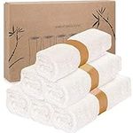 Bamboo Washcloths 6 Pack 25cm x 25cm - White Washcloths for Face - Gentle and Soft Washcloths for Face and Body - Natural Bamboo Baby Washcloths - Baby Wash Cloths Set