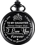 GT Gala Time Stainless Steel Classic Black Gandhi Style Pocket Analog Watch To My Daughter Engraved Unique Memorable Gift For Girl Women (To My Daughter), Dial_White, Band_Blue