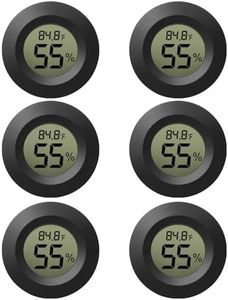 EEEKit 6-Pack Hygrometer Thermometer Digital LCD Monitor Indoor Outdoor Humidity Meter Gauge for Humidifiers Dehumidifiers Greenhouse Basement Babyroom, Black Round, Measure in Fahrenheit/Celsius