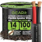 GEARit Speaker Wire 14 Gauge 100 ft, UL CL3 Rated 14 Gauge Wire Copper Wire with Polarity Mark, Audio Cable for in-Wall, Home, Car,Outdoor, Garden, Commercial Audio Systems, OFC (Black,2-Conductors)