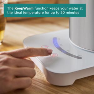 Bosch Cordless Kettle 1.7L – 7 Temperature Settings, KeepWarm, White/Silver