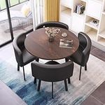 Office Conference Table, Round Office Table with Chairs Set of 4, Kitchen Dining Table Set, Modern Conference Room Coffee Table with Chair