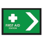 Ritwika's Safety Sign Poster Of First Aid Station With Black Frame For Office Buildings And Retail Stores | 13.5 X 9.5 IN | Green And White | Set Of 1