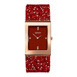 Sekonda Sparkle Ladies 26mm Quartz Watch in Red with Analogue Display, and Red Leather Strap 40320.