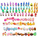 100 Pieces Miniature Food Drinks Toys, Scettar Resin Mini Food, Mini Pretend Play Food Set , Kids Kitchen Accessories 1:12 Scale Model Toys for Kids Children Toddlers Adults Teenagers Dollhouse