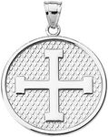 Claddagh Gold Religious Jewelry Engravable Greek Cross Pendant Necklace in Sterling Silver