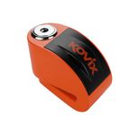 KOVIX Alarm Disc Lock - Motorcycle Security with Easy Push Down Locking Technology - Security Level 6 - Lock Pin Diameter 6mm - Fluorescent Orange
